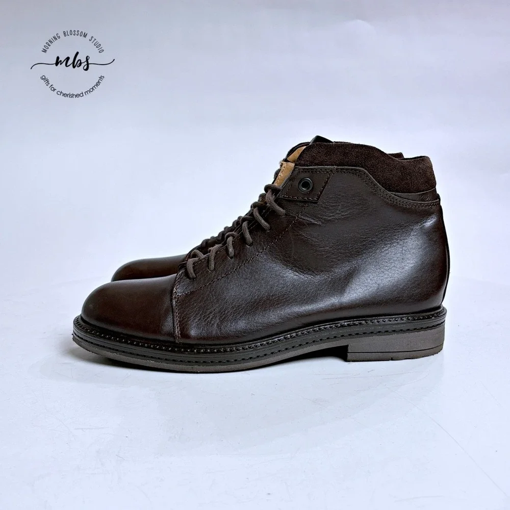 Doppelgänger Roma Made in Italy Leather Lace Up Ankle Boots Brown Men 7.5‎